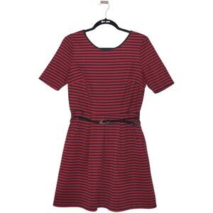 Dark Red and Black Striped Mini Dress Size Large